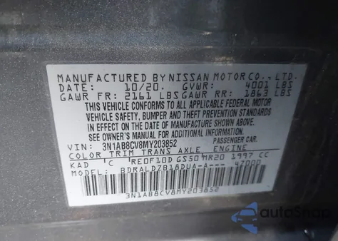 2021 Nissan Sentra Sv Xtronic Cvt from USA, damaged, VIN 3N1AB8CV8MY203852